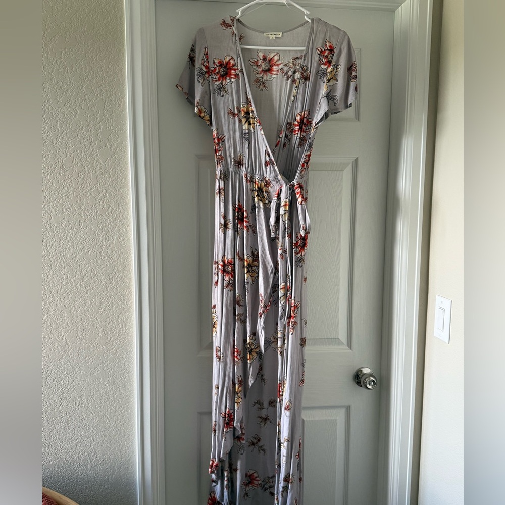 Floral Tie-Waist Wrap Maxi Dress